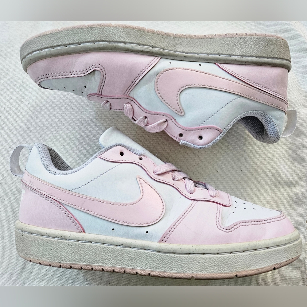 Nike Pink and White Court Borough Low